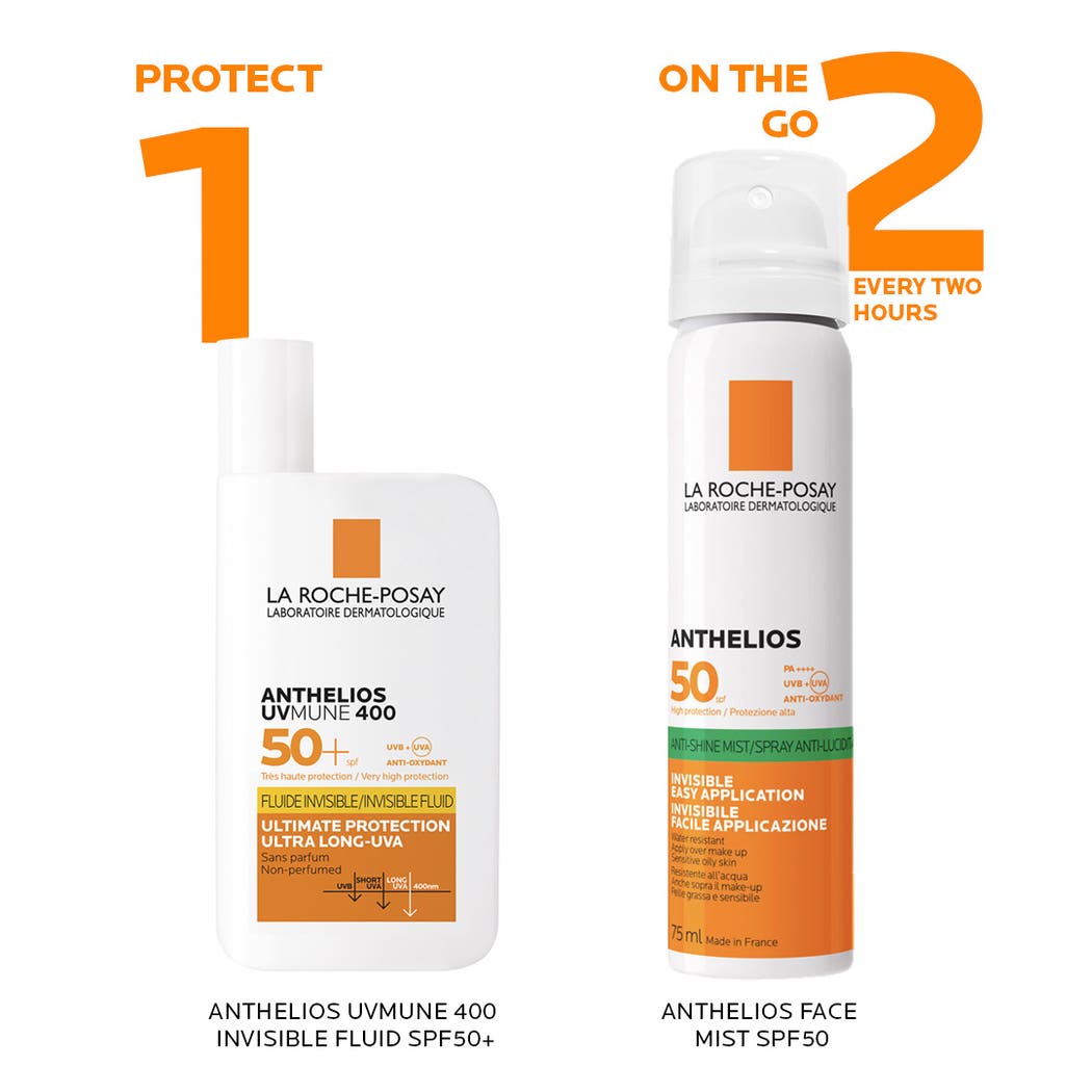 لا روش بوزيه أنثيليوس بخاخ شفاف SPF 50 حماية الوجه من الشمس 75مل