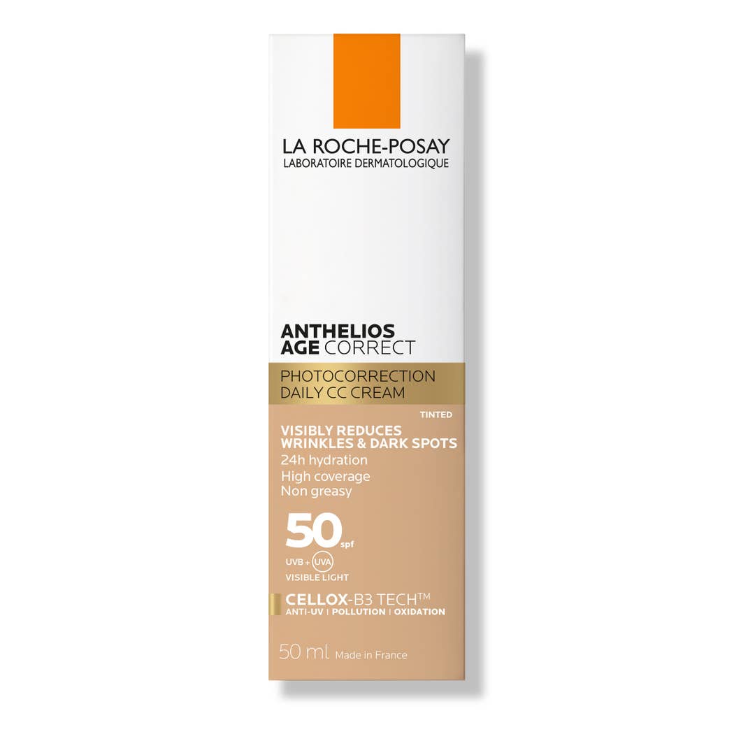 لا روش بوزيه أنثيليوس ايدج كوريكت SPF 50 واقي شمس ملون مقاوم لعلامات تقدم سن مع النياسيناميد 50 مل