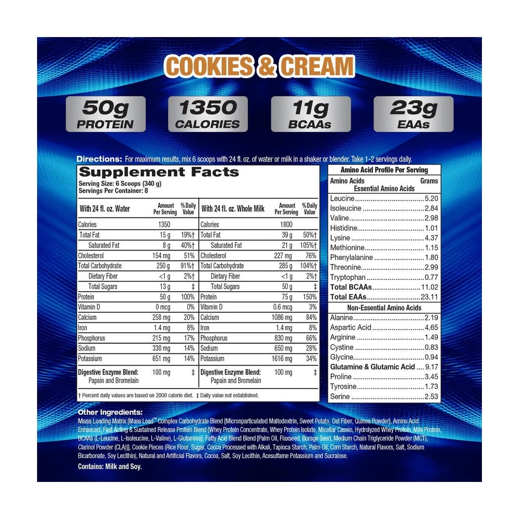 إم إتش بي أب يور ماس XXXL 1350 بنكهة الكوكيز والكريمة 2.72 كجم مسحوق