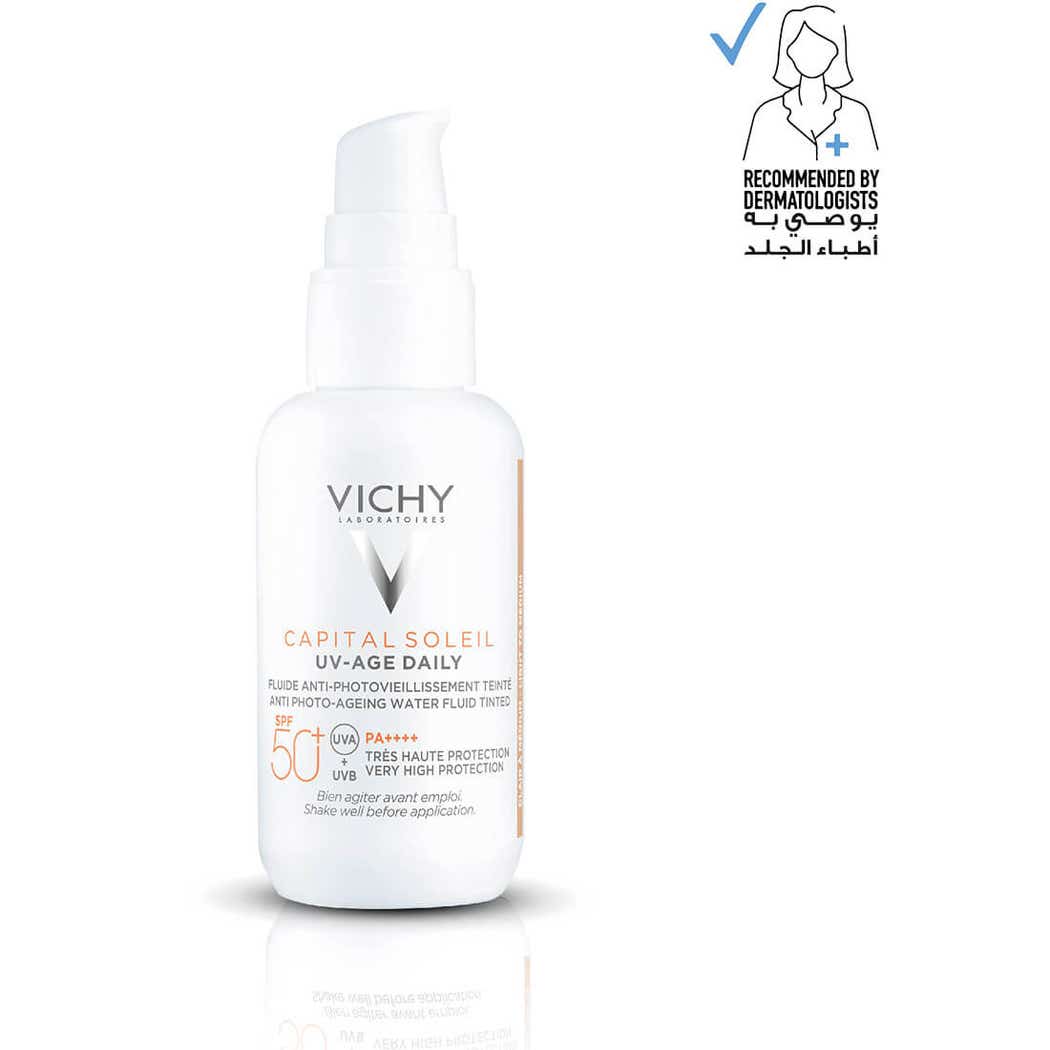 فيشي كابيتال سولاي UV-Age سائل ملون مقاوم لعلامات تقدم سن SPF 50+ مع النياسيناميد 40 مل