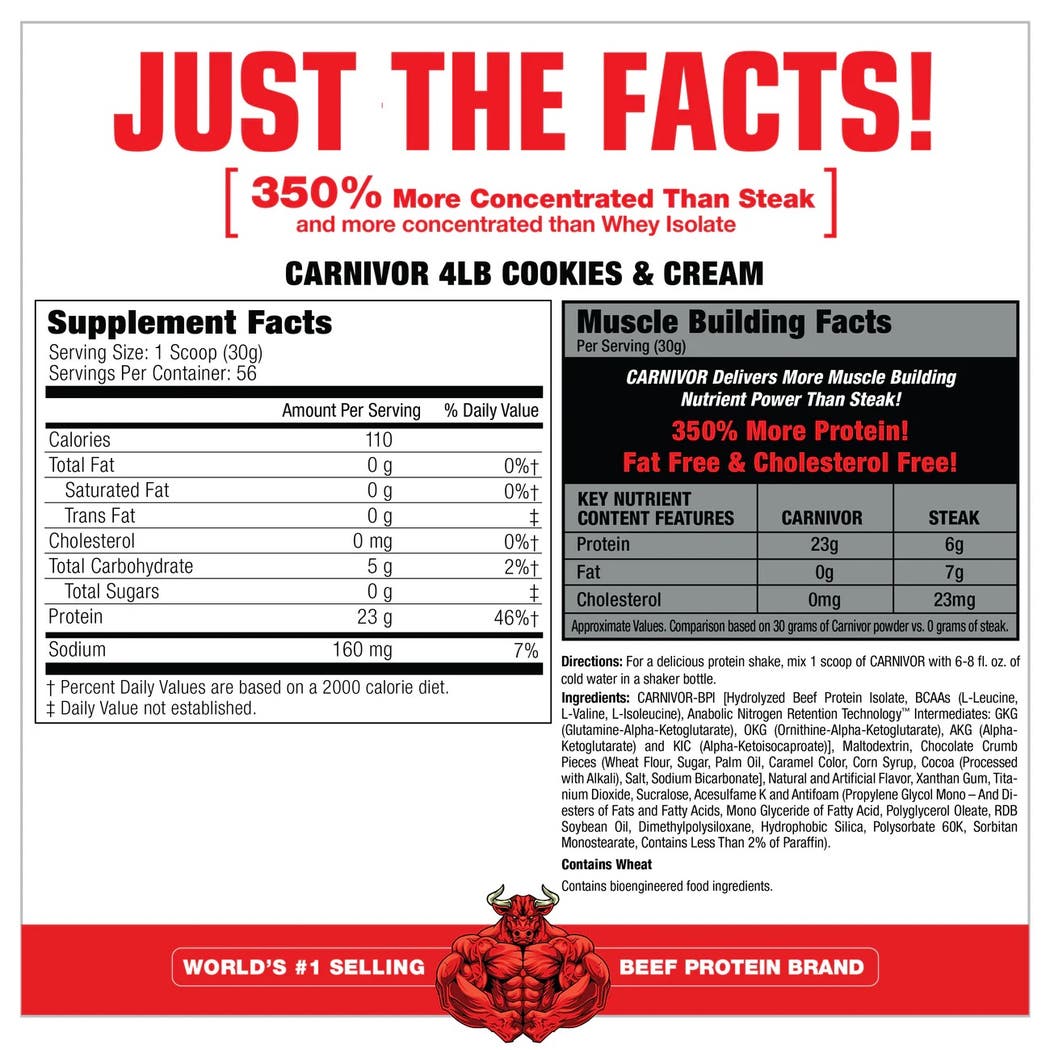 MuscleMeds Carnivor Cookies & Cream Powder - 1.85 lbs