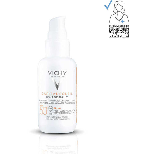 فيشي كابيتال سولاي UV-Age سائل ملون مقاوم لعلامات تقدم سن SPF 50+ مع النياسيناميد  40 مل